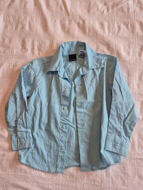 Van Heusen boys size 5 robin egg blue long sleeve button down shirt EUC